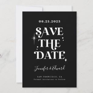 Retro Black Save The Date Card