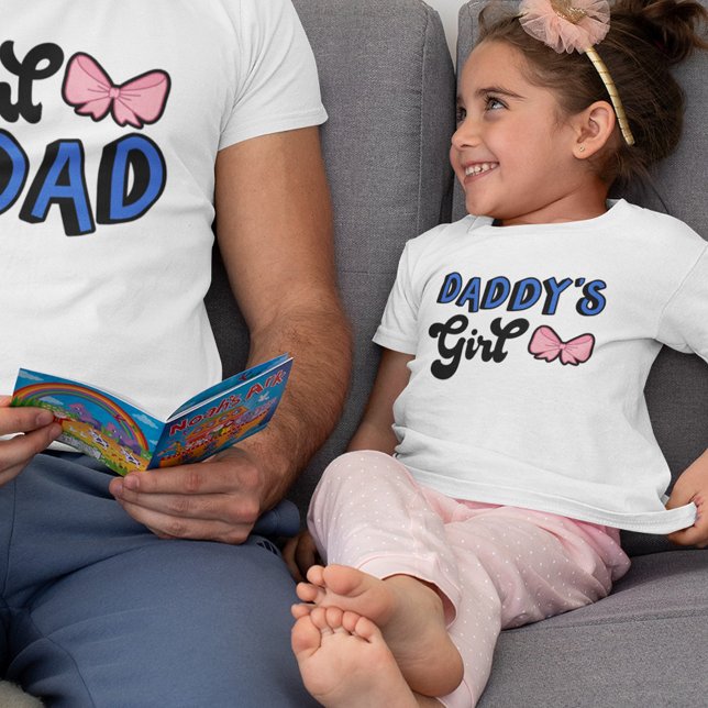Retro Black Script Pink Bow Daddy's Girl T-Shirt (Creator Uploaded)