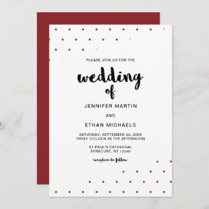 Retro Black Script Red Dots Invitation