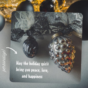 Retro Black Silver Christmas Decorations Holiday Card