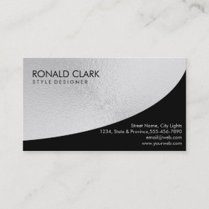 Retro Black Steel Silver Metal Financial Services Business Card