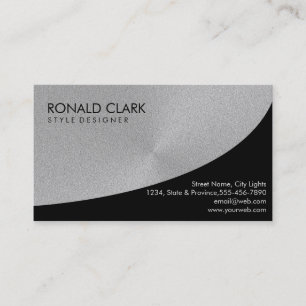 Retro Black Steel Silver Metal Financial Services Business Card