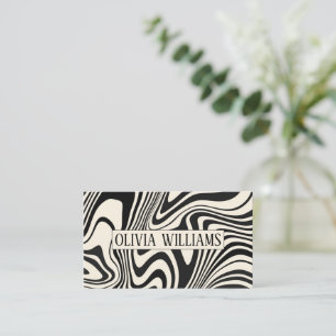 Retro Black Swirl Abstract Pattern Business Card