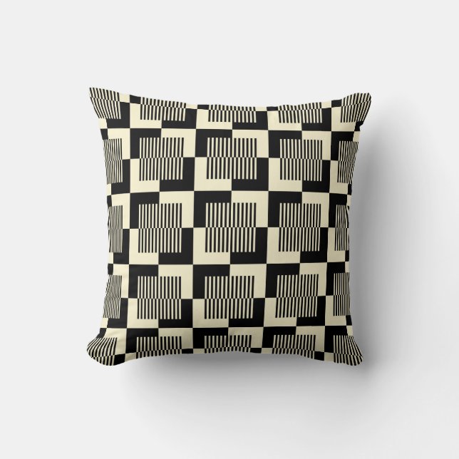 Retro Black & Tan Pattern Cushion (Front)