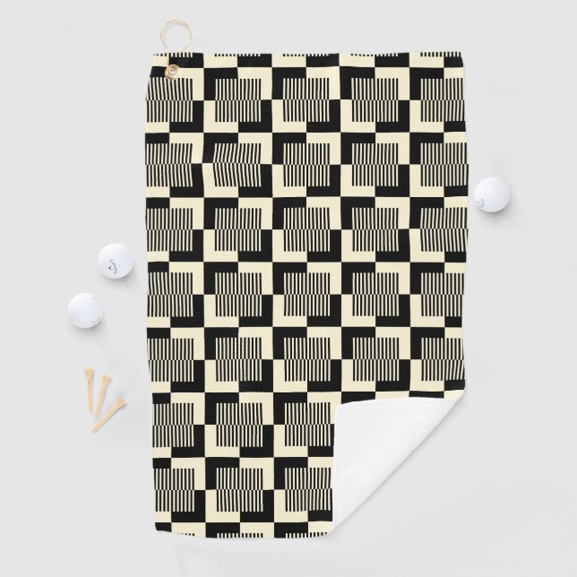 Retro Black & Tan Pattern Golf Towel (InSitu)