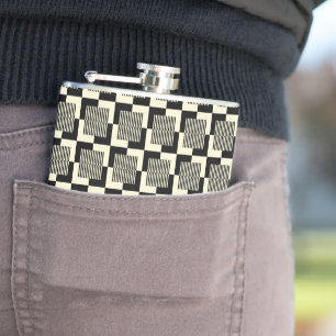 Retro Black & Tan Pattern Hip Flask