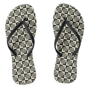 Retro Black & Tan Pattern Jandals
