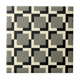 Retro Black & Tan Pattern Tile