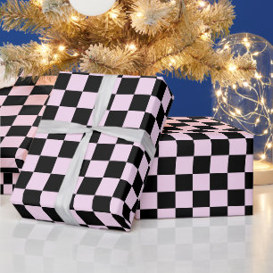 Retro Black Tartan Plaid Christmas Wrapping Paper