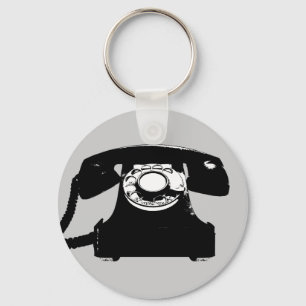 retro black telephone key ring