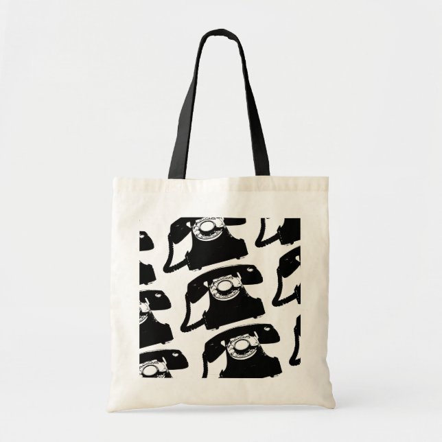 retro black telephone tote bag (Front)