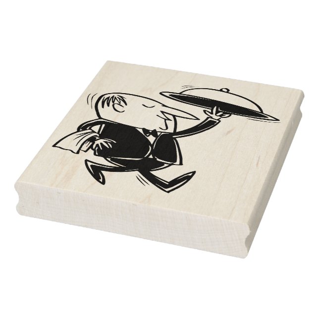 Retro Black-Tie Waiter Rubber Art Stamp (Stamp)
