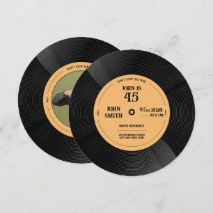 Retro Black Vinyl LP Record Birthday Invitation