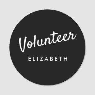 Retro Black Volunteer Magnetic Name Tag