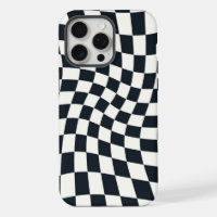 Retro Black White Checked Warped Chequered