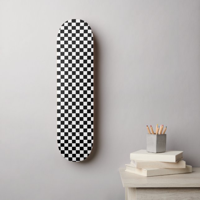 Retro Black White Chequered 80's Cool Wall Art  Skateboard (Wall Art)
