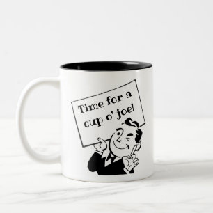 Retro black & white coffee time   Two-Tone coffee mug