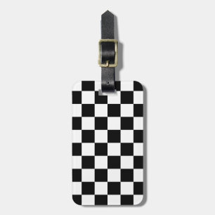 Retro Black/White Contrast Chequerboard Pattern Luggage Tag