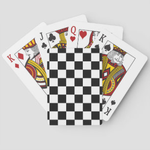 Retro Black/White Contrast Chequerboard Pattern Playing Cards