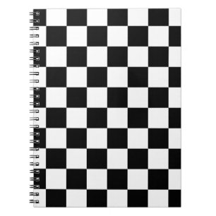 Retro Black/White Contrast Chequerboard Pattern Spiral Notebook