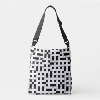 Retro Black White Crossword Puzzle Pattern Crossbody Bag