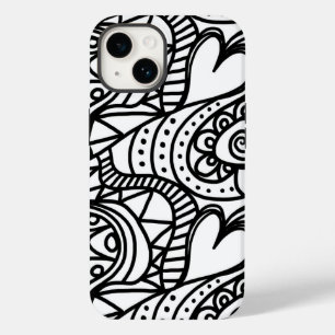 Retro Black White Doodle Pattern Case-Mate iPhone 14 Case