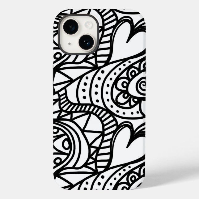 Retro Black White Doodle Pattern Case-Mate iPhone Case (Back)
