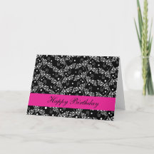 Retro black white floral Birthday Card