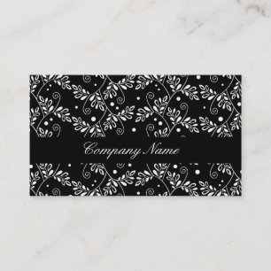 Retro black white floral Business Card