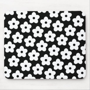 Retro Black & White Floral Elegant Botanical Gift Mouse Pad