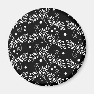 Retro black white floral iPhone magnet