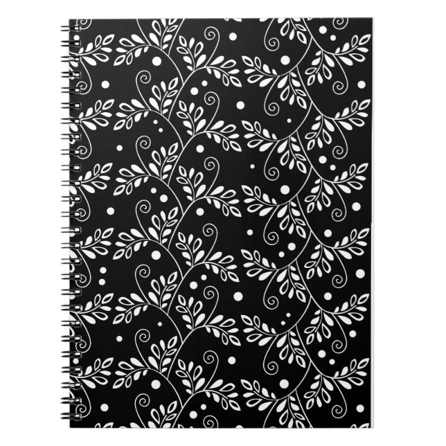Retro black white floral Notebook (Front)