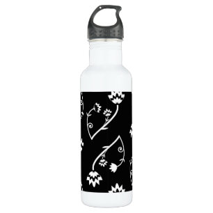Retro black white flowers 710 ml water bottle
