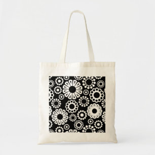 Retro black white flowers Bag