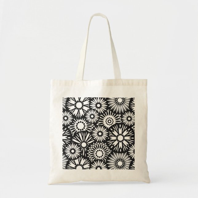 Retro black white flowers Bag (Front)