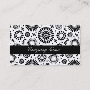 Retro black white flowers Business Card