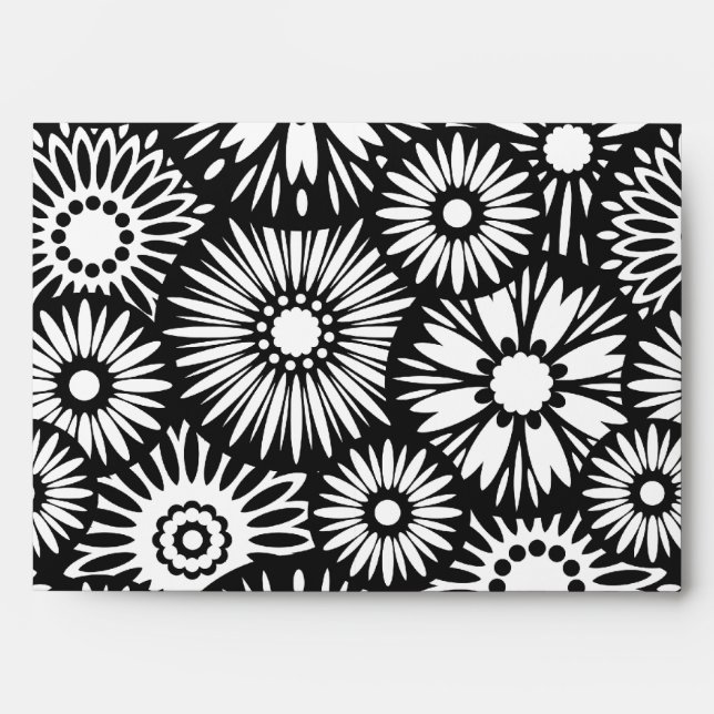 Retro black white flowers Envelope (Front)
