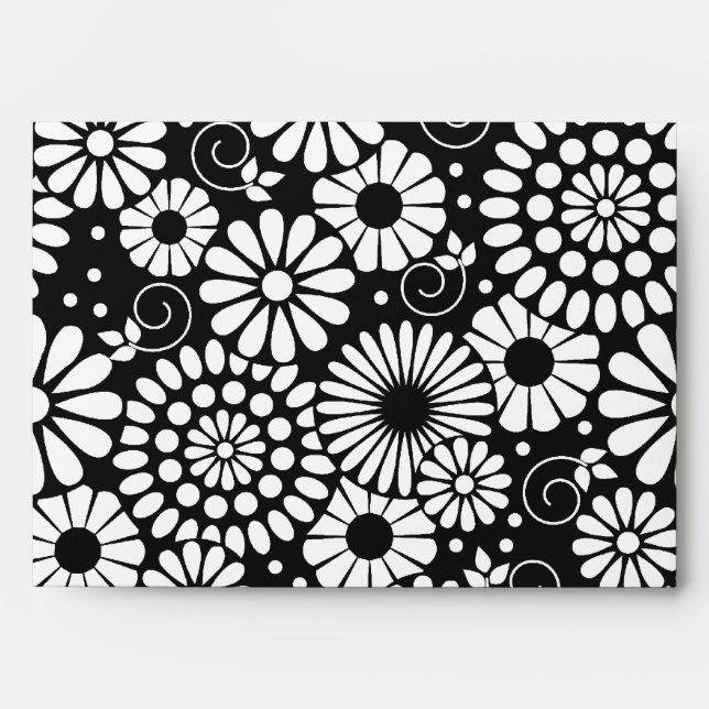 Retro black white flowers Envelope (Front)