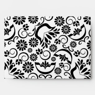 Retro black white flowers Envelope
