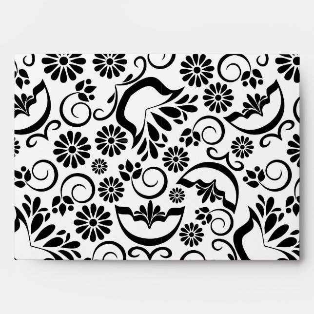 Retro black white flowers Envelope (Front)