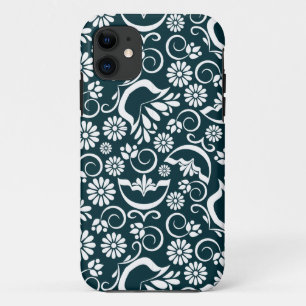 Retro black white flowers iPhone 5 Case