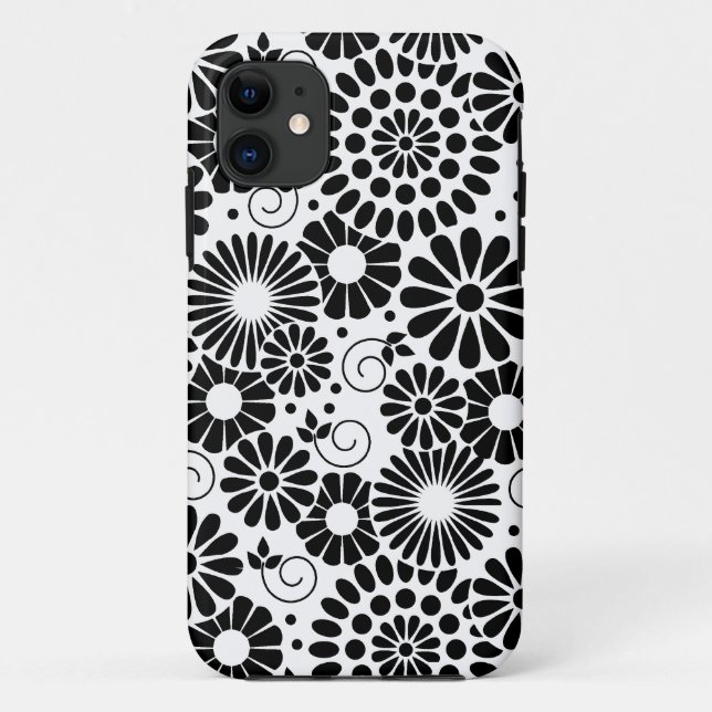 Retro black white flowers iPhone 5 Case (Back)