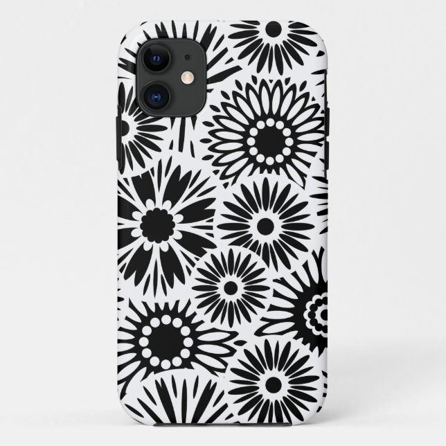 Retro black white flowers iPhone 5 Case (Back)