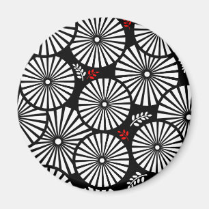 Retro black white flowers iPhone magnet