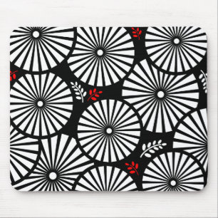 Retro black white flowers mousepad
