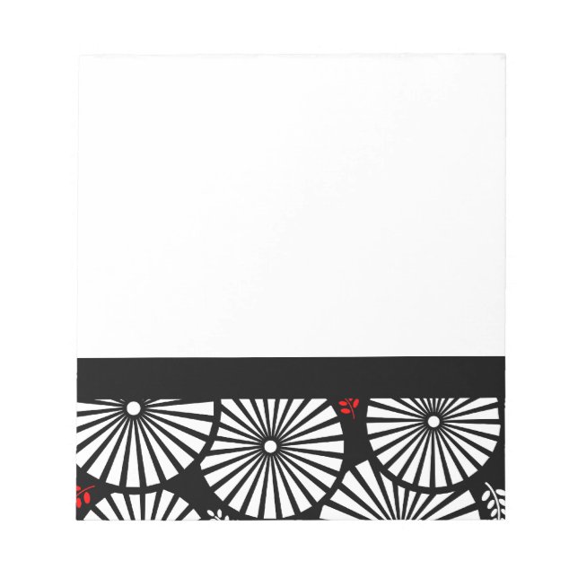 Retro black white flowers Notebook Notepad (Front)