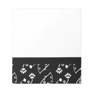 Retro black white flowers Notebook Notepad
