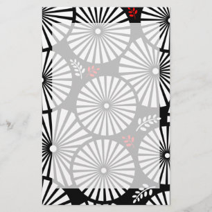 Retro black white flowers Stationery
