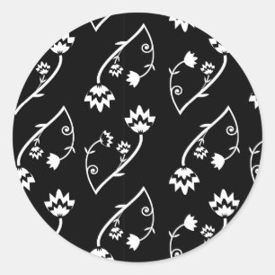 Retro black white flowers Sticker