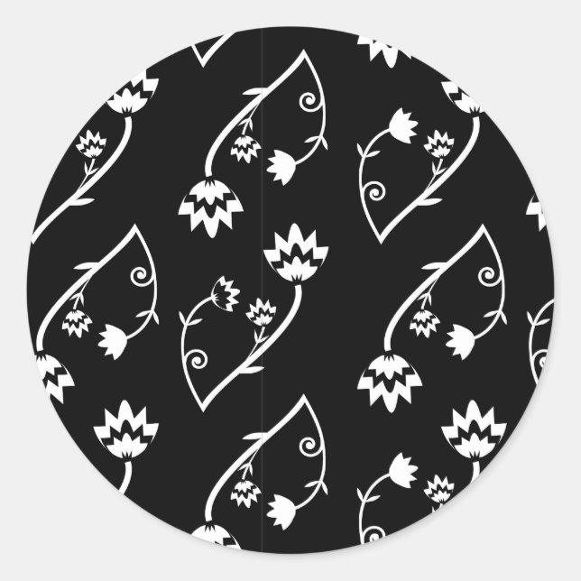 Retro black white flowers Sticker (Front)
